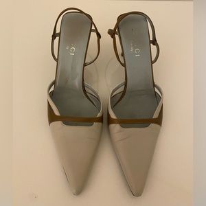 AUTHENTIC
Gucci Tan Kitten Heel Sling Back
(New Soles)
Size: 7